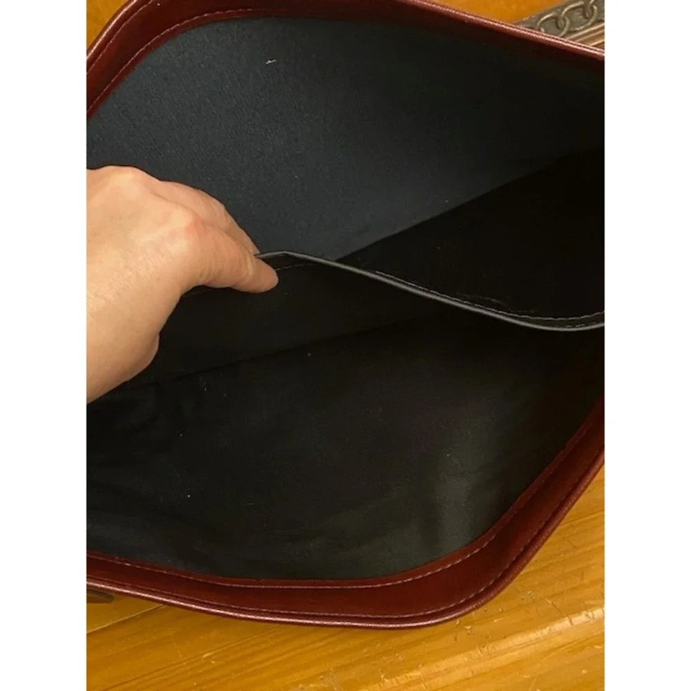 Hazel Portfolio Burgundy Vintage Faux Leather Document Case Hinged 16.5